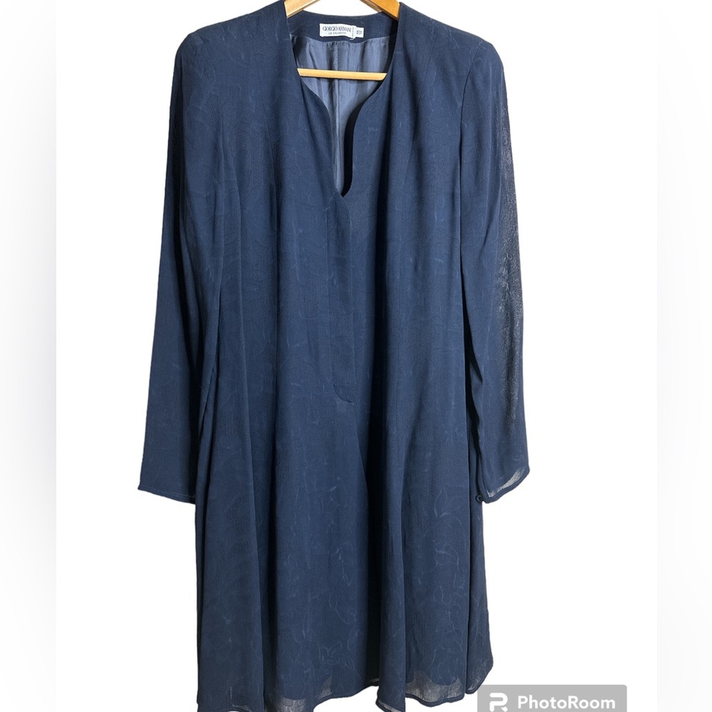 Vintage Giorgio Armani Navy‎ Long Sleeve Dress